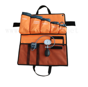 Manchette de pression artérielle 6sizes, avec indicateur de pression et ampoule Pvc, kit de sac emballé portable orange