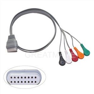 Holter Recorder ECG Patient Cable 16 Pin 5 Leads Snap 4.0 IEC Standard Compatible pour Edan Holter Recorder Machine SE-2003 2012